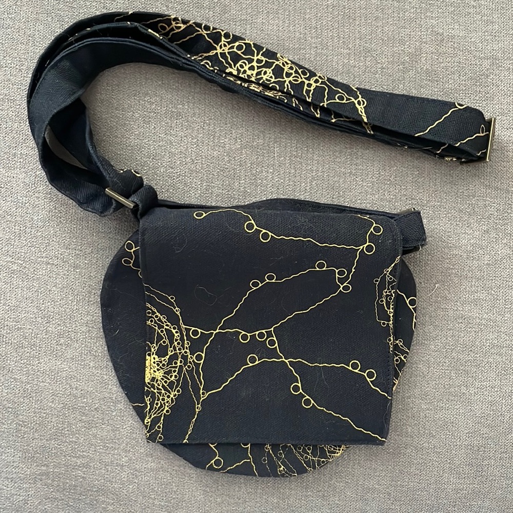 Black/Gold Print Fabric Purse